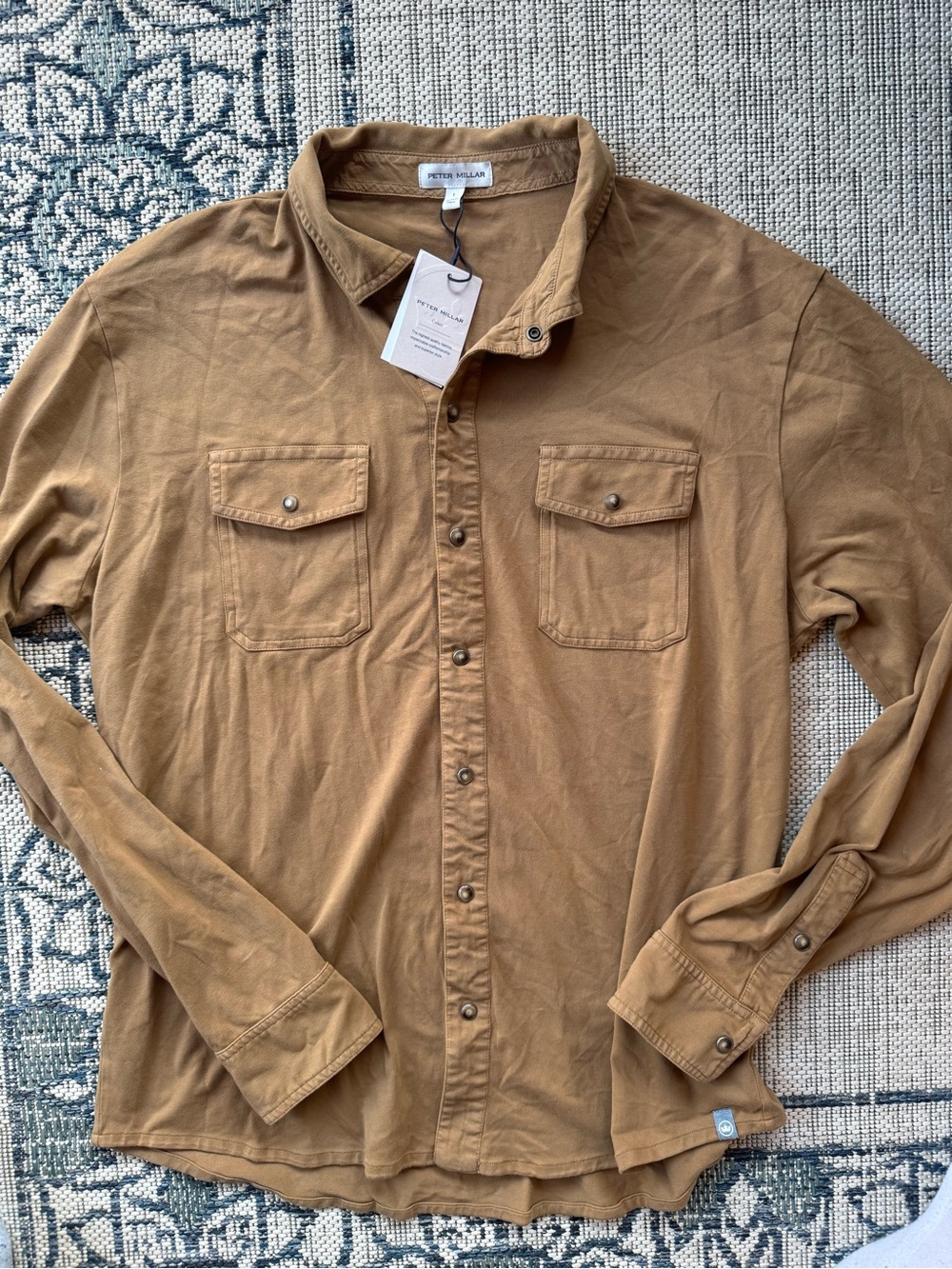Peter Millar Men's Caramel Tan Button-Down Shirt